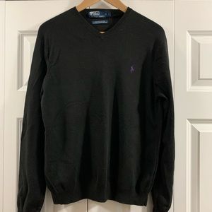 Ralph Lauren Polo Cotton V-Neck Sweater Size Large Color Black